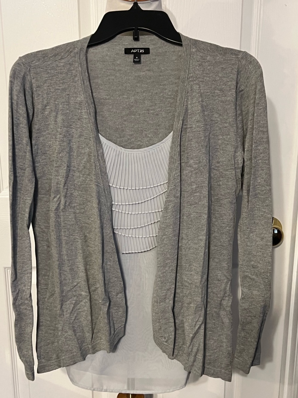 Apt. 9 Light Gray Open Knit Cardigan with Built-In Tank Top